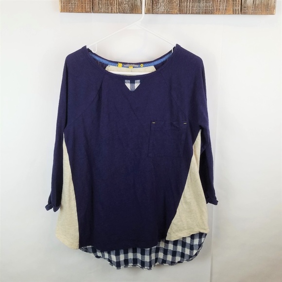 Little Yellow Button Anthropologie Blue Backstory Tee – Size Large - Picture 2 of 8